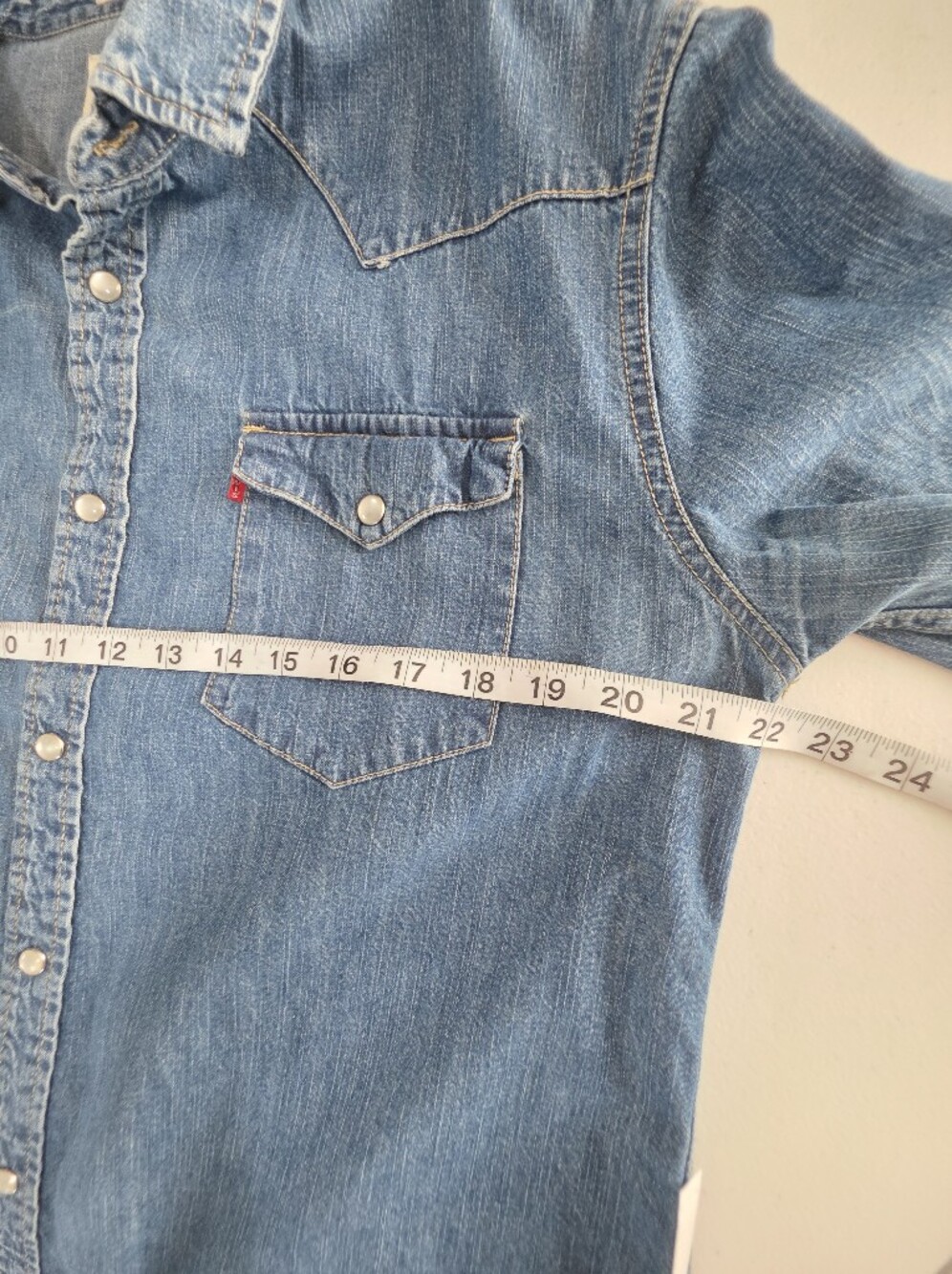 Levi's Standard Fit Pearl Snap Western Denim Shirt Mens L Blue Cotton - Picture 10 of 12